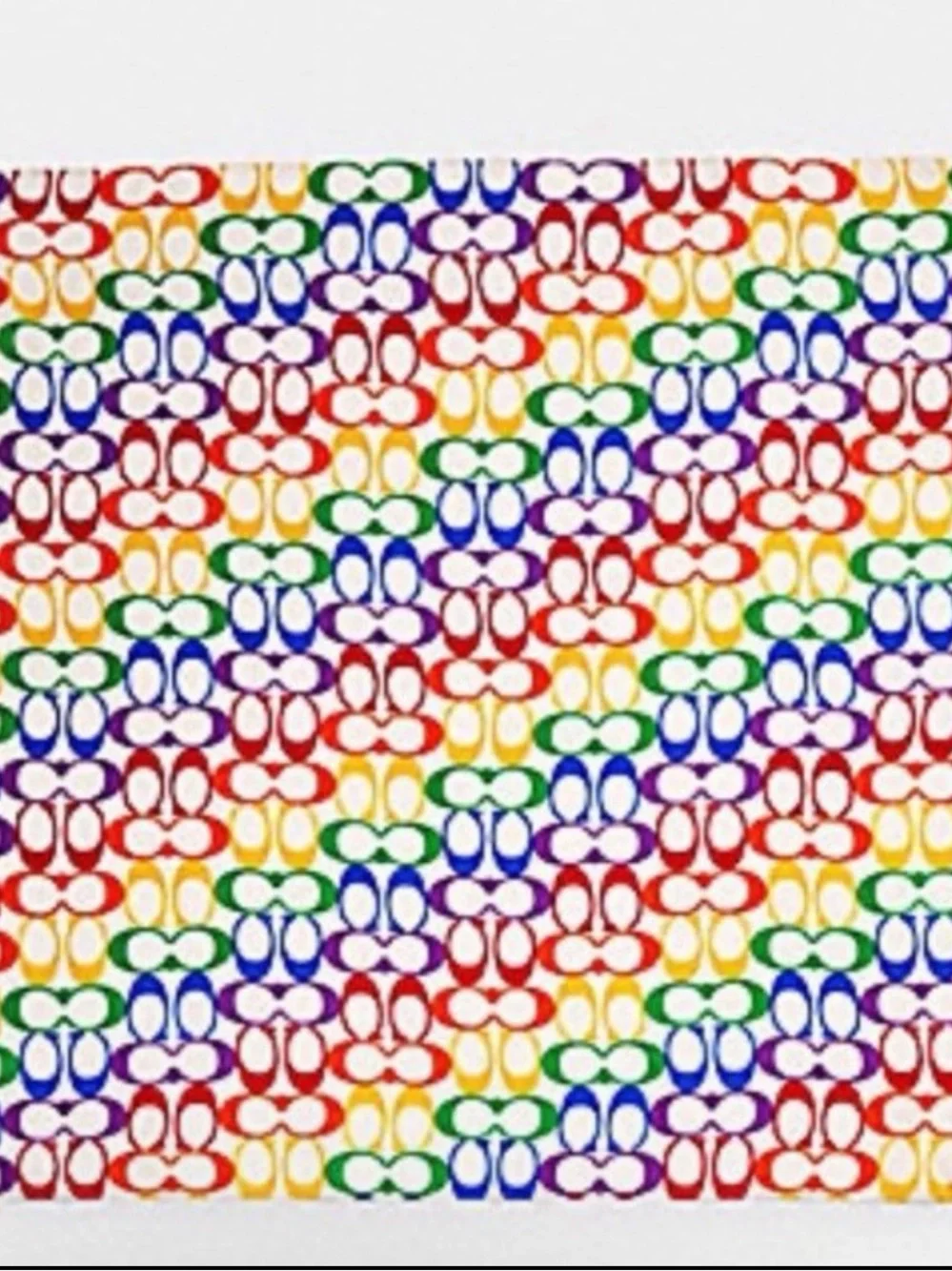 Coach Multicolor Square 100% Silk Logo Scarf in Rainbow Hues 23” x 23”